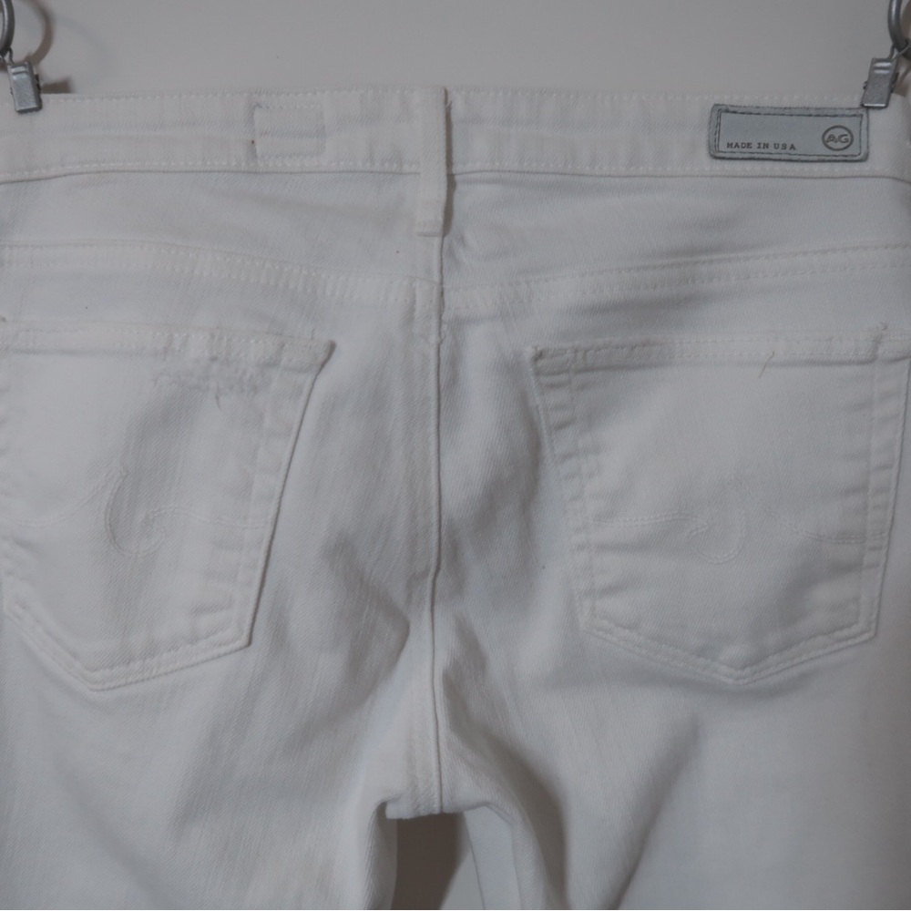 AG The Stevie Ankle Slim Straight Distressed White Jeans 26R - Picture 7 of 8